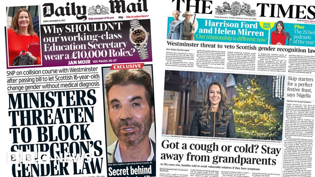 The Papers: ‘Threat to gender law’ and ‘stay away’ from nan