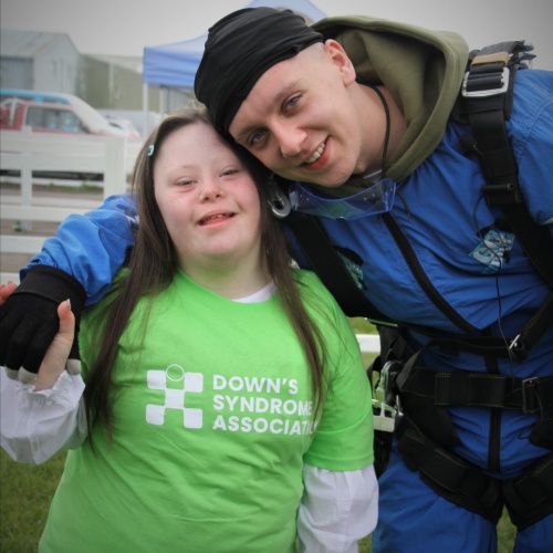 Aitch completes 15,000ft Skydive for World Down’s Syndrome Day