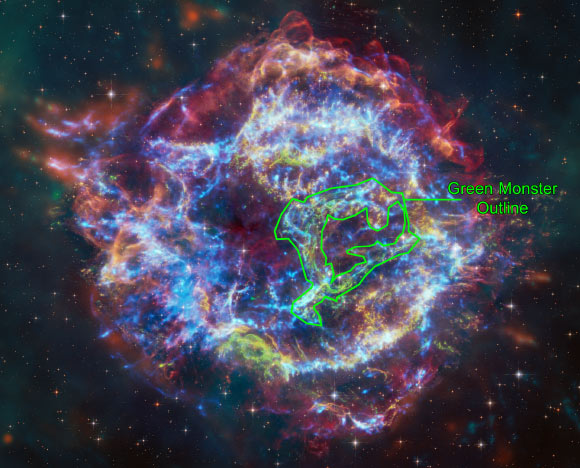 Astronomers Solve Mystery of ‘Green Monster’ Feature in Cassiopeia A