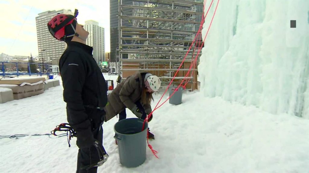 Ice climbing in the heart of downtown Edmonton